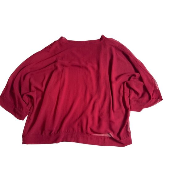 Aunt wanda m/l womens red v neck flowly short sleeve top T682 - Picture 3 of 3